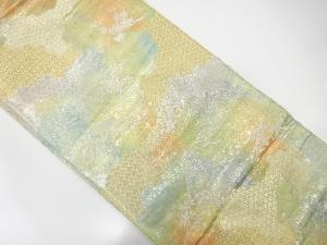 引箔　霞に草花・古典柄織り出し　袋帯